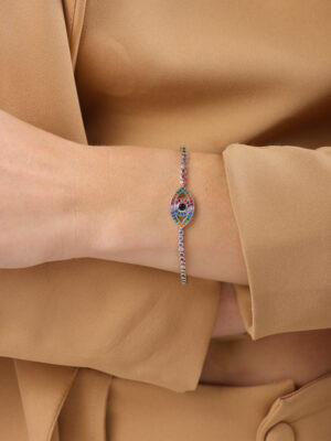 Pulseira Riviera Color com Olho Grego | Prata 925