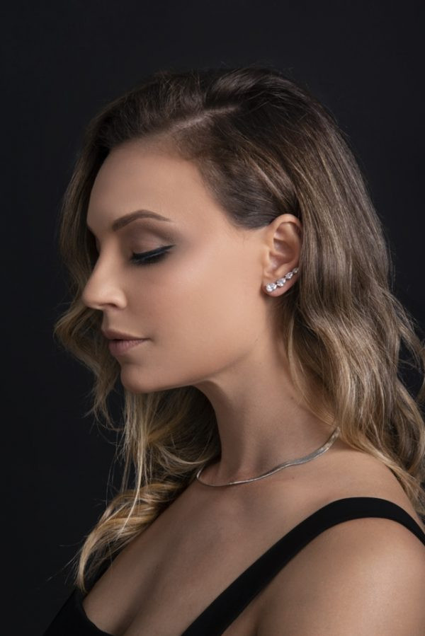 Brinco Ear Cuff 4 Pedras Cristal | Prata 925 - Image 4
