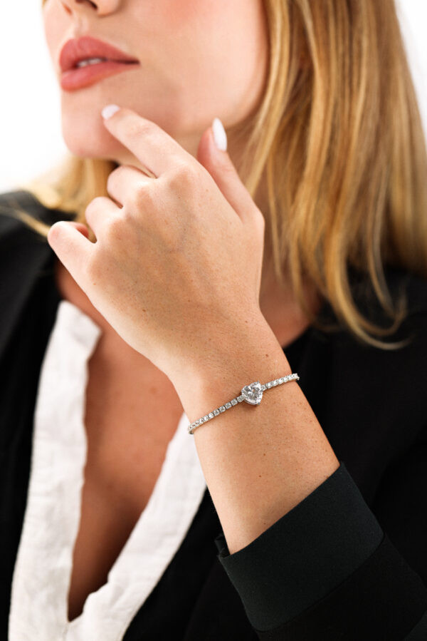 Pulseira Riviera Coração Central | Prata 925 - Image 3