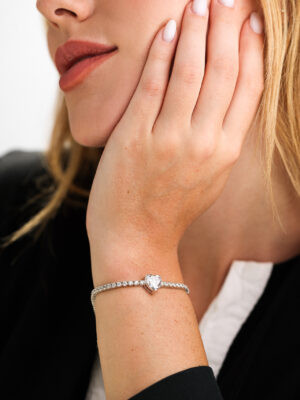Pulseira Riviera Coração Central | Prata 925