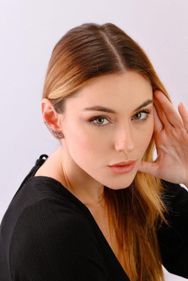 Brinco Ear Cuff Sete Pedras Água Marinha | Prata 925 - Image 4