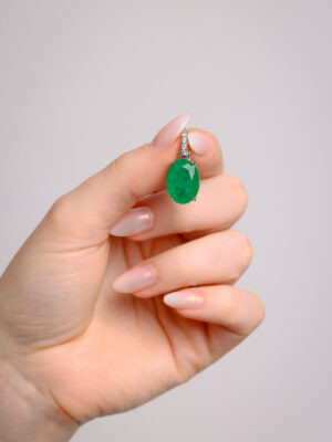 Pingente Oval Esmeralda | Prata 925