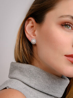 Brinco Pérola Dupla Cravação | Prata 925