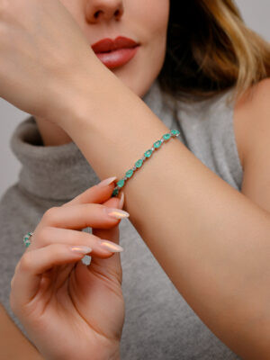 Pulseira Gotas Pedra Colombiana | Prata 925