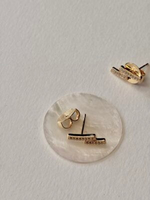 Brinco 2 Linhas Cravejadas | Ouro