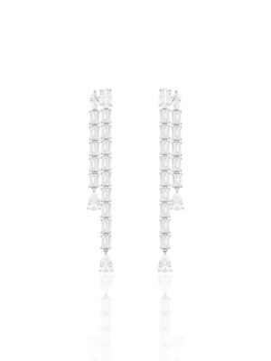 Brinco Liz Cristal Navete | Ródio