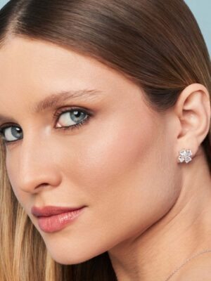 Brinco Trevo Cristal M | Prata 925