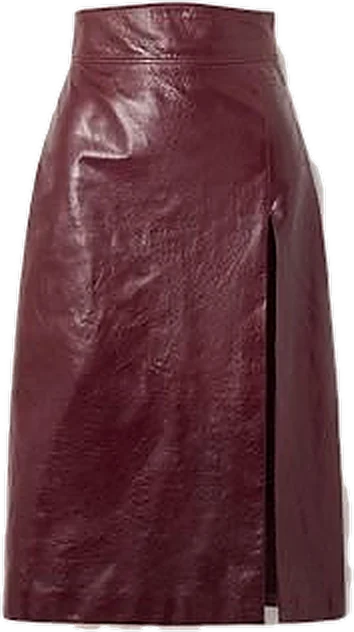 Saia midi de couro vinho